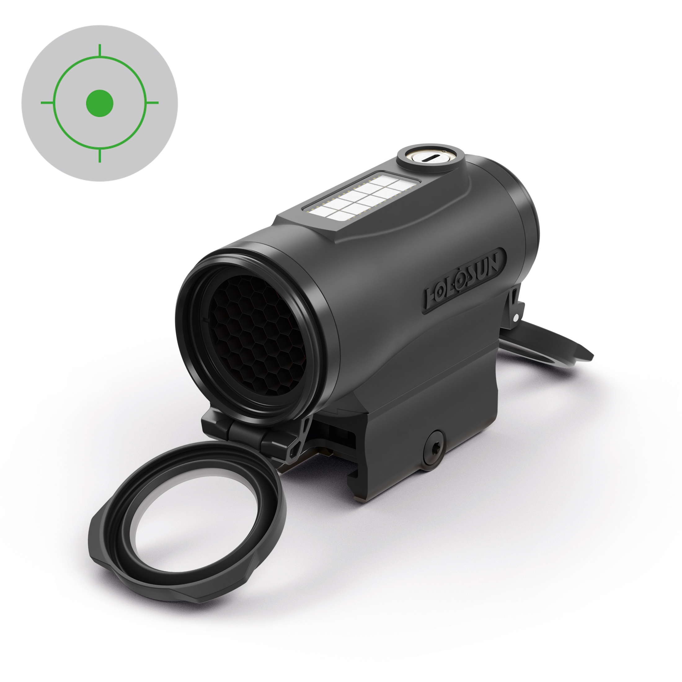 Holosun Grünpunktvisier HE530C-GR mit Titangehäuse, Solarzelle und wechselbarem Absehen zwischen Pu…