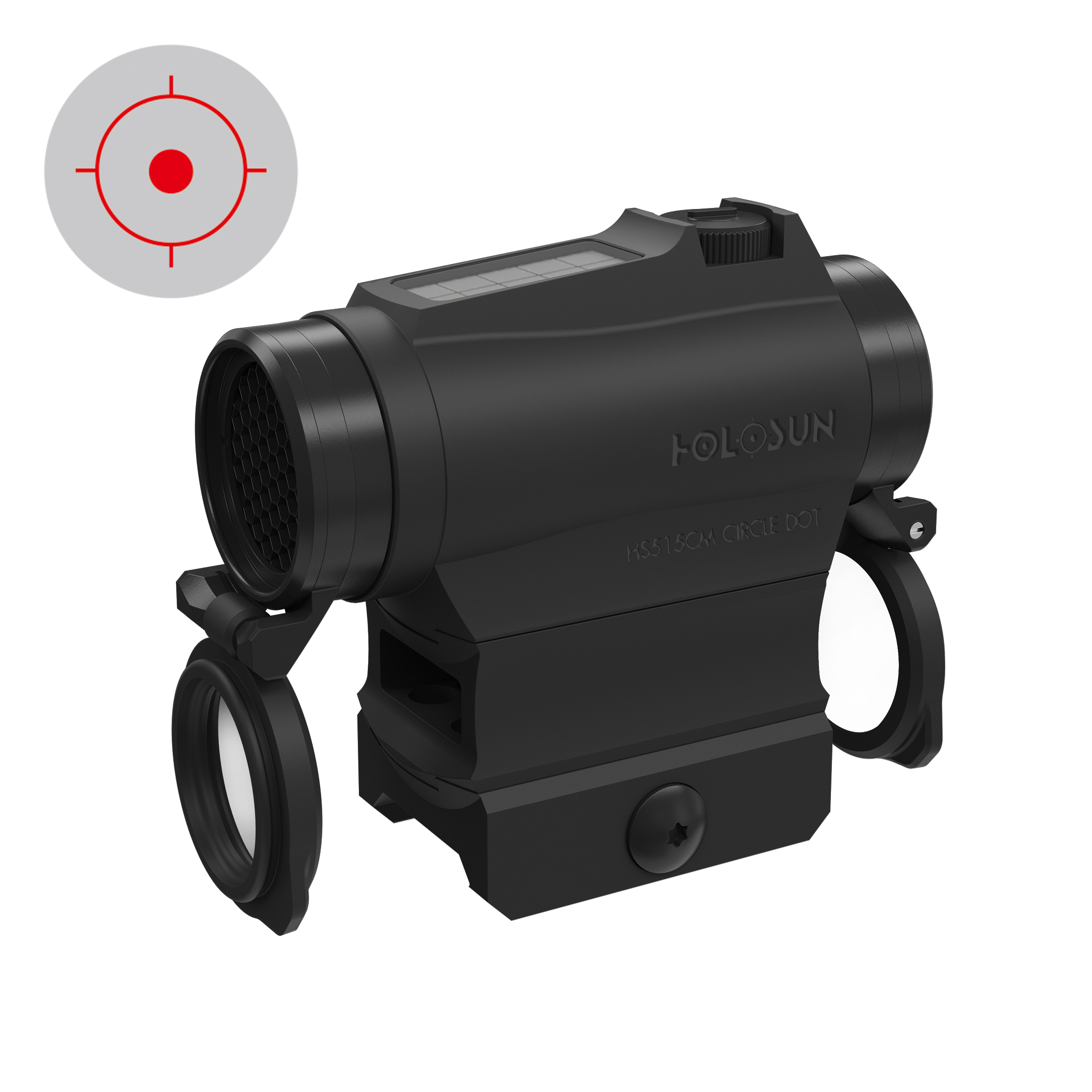 Holosun HS515C-M Rotpunkt Visier Militär, wechselbares 2MOA Punkt, 65MOA Kreis Absehen, Solarzelle,…