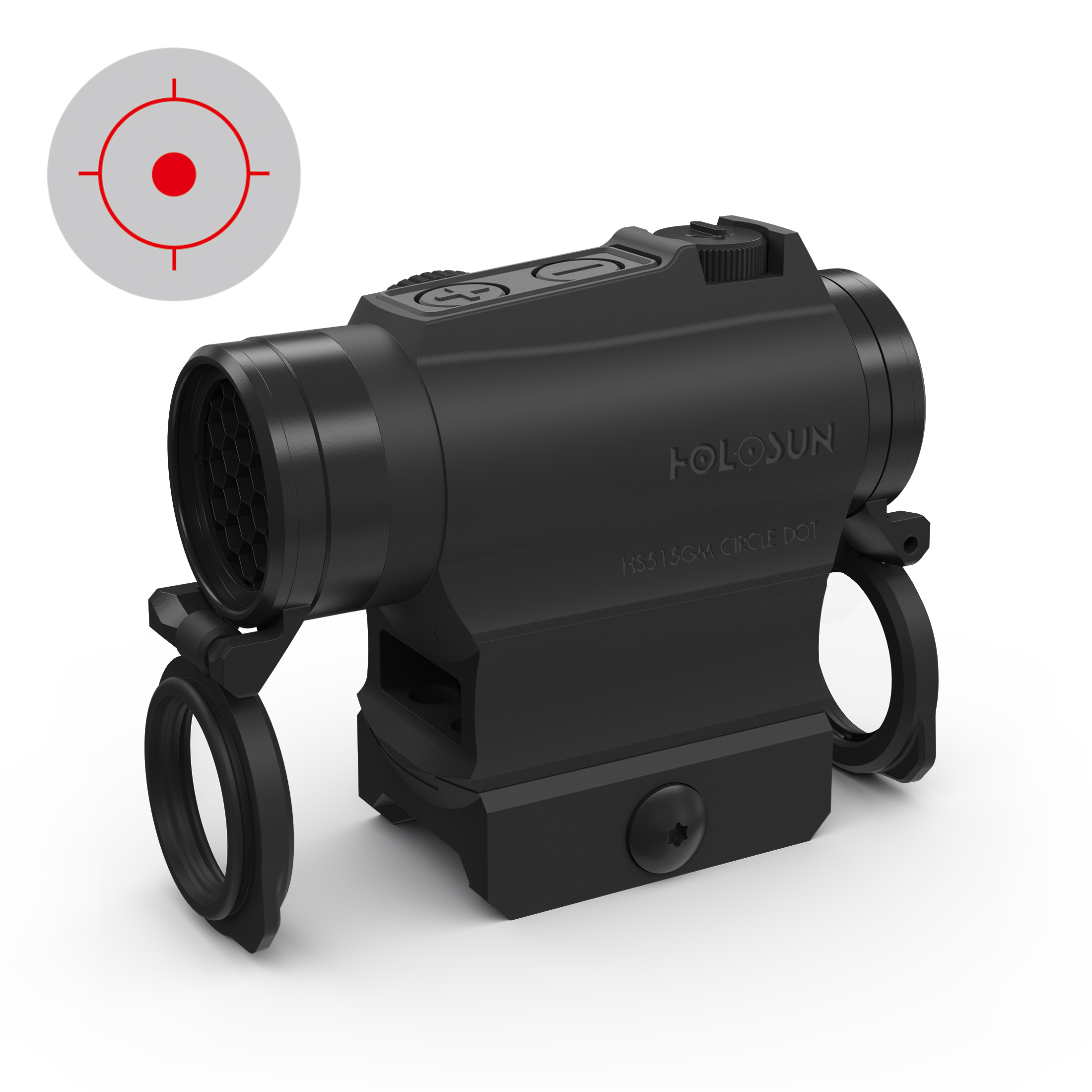 Holosun HS515G-M Micro Rotpunktvisier Militär, wechselbares 2MOA Punkt, 65MOA Kreis Absehen, Picati…